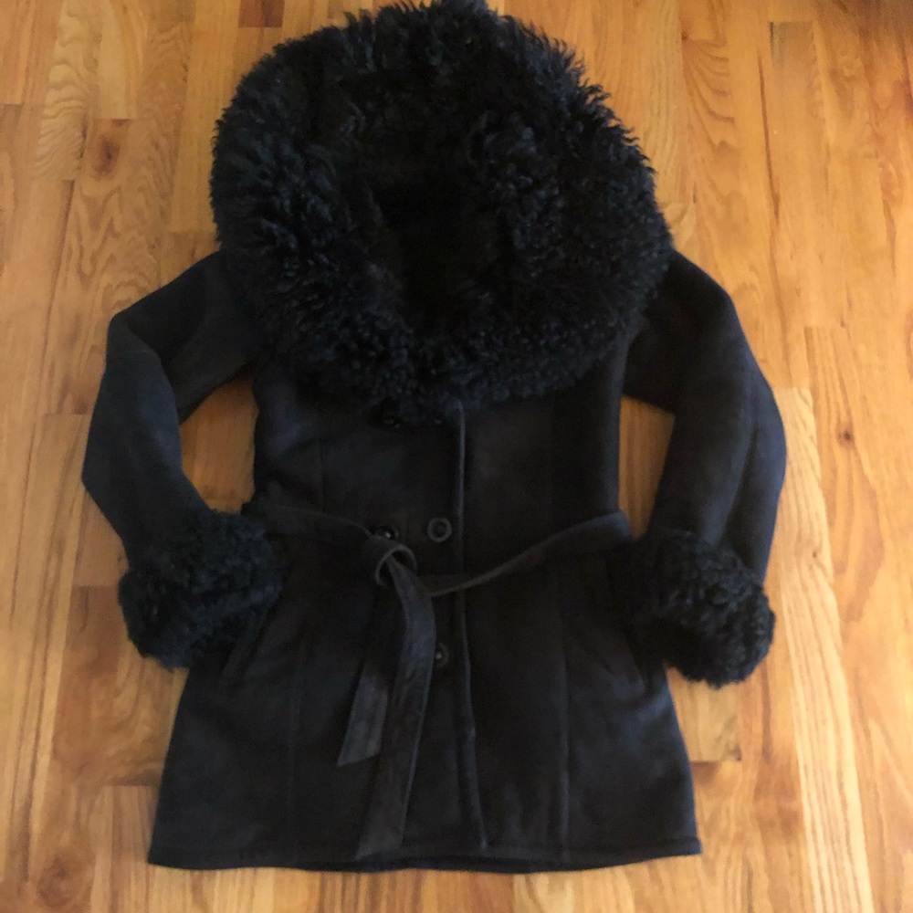 Black Shearling Coat - Picture 3 of 12